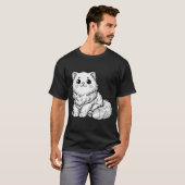 かわいいフワフワ猫白黒 Tシャツ (正面フル)