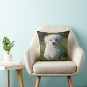 かわいいフワフワ白マルチーズ子犬 クッション (椅子)