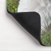 かわいいフワフワ白マルチーズ子犬 マウスパッド (コーナー)