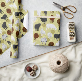 かわいいフワフワ羊の子羊のパターン農家 ラッピングペーパー