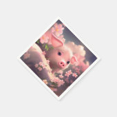 かわいいフワフワ豚 スタンダードカクテルナプキン (角)