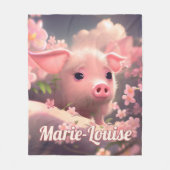 かわいいフワフワ豚 フリースブランケット (正面)