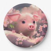 かわいいフワフワ豚 ペーパープレート (正面)
