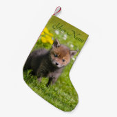 かわいいフワフワ赤キツネキットカブワイルドベビー動物名 スモールクリスマスストッキング (正面 (吊り時))
