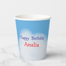 かわいいフワフワ雲誕生日 紙コップ