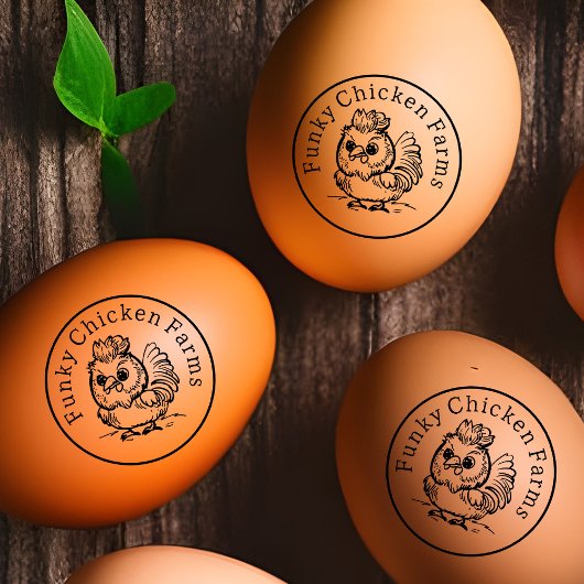かわいいフワフワ鶏ドードルファミリーファーム卵ラベル ラバースタンプ