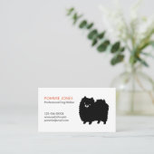 かわいいフワフワ黒ポメラニア犬漫画の犬 名刺 (スタンド正面)