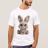かわいいフワフワ3Dうさぎキャラクター Tシャツ (正面)