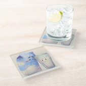 かわいいフードガラスコースター ガラスコースター (アングル)