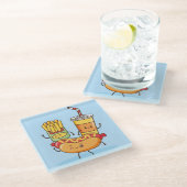 かわいいフードガラスコースター ガラスコースター (アングル)