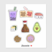 かわいいフードコレクションすしボバクッキーアボカド シール (シート)