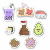 かわいいフードコレクションすしボバクッキーアボカド シール (正面)