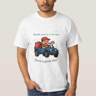 かわいいフードデリバリー運転手のカートゥーンジープ Tシャツ