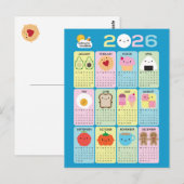 かわいいフード 2026年 カレンダー ポストカード (正面/裏面)