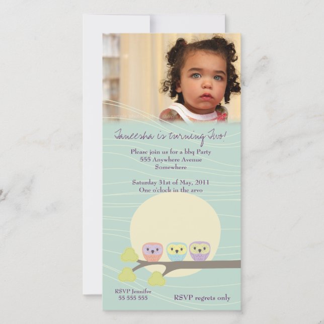 かわいいフールズガールズバースデーパーティープレミアム招待状 (正面)