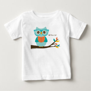 かわいいフ読クロウのパーソナライズされたカラフルターコイズ ベビーTシャツ