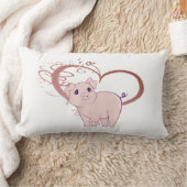 かわいいブタおよび渦巻のハートの枕 ランバークッション (ブランケット)