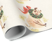 かわいいブタが付いている豚のようなクリスマスの包装紙 ラッピングペーパー (ロールコーナー)