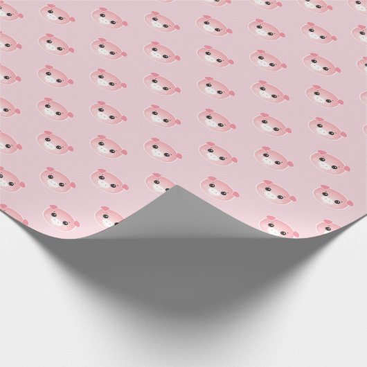 かわいいブタのイラストレーションのかわいいの芸術のスタイルの誕生日 ラッピングペーパー (角)