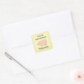 かわいいブタのカスタムブックプレート スクエアシール (封筒)