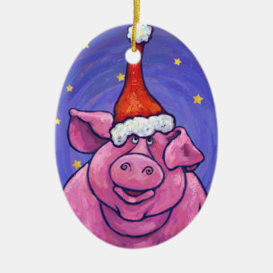 かわいいブタのクリスマスのオーナメント セラミックオーナメント