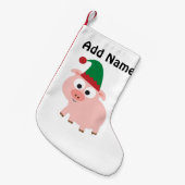 かわいいブタのクリスマスの小妖精や小人 スモールクリスマスストッキング (正面 (吊り時))