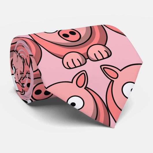 かわいいブタのパーティーをカスタマイズ ネクタイ (ロール)