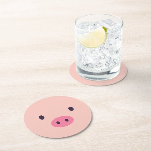 かわいいブタのマグのコースター ラウンドペーパーコースター (インサイチュ)