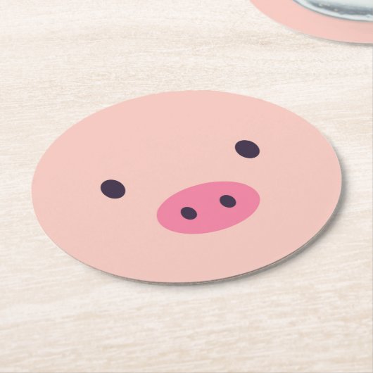 かわいいブタのマグのコースター ラウンドペーパーコースター (アングル)