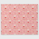かわいいブタの愛のパターン ラッピングペーパー (フラット)