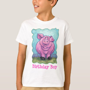 かわいいブタの誕生日の男の子 Tシャツ