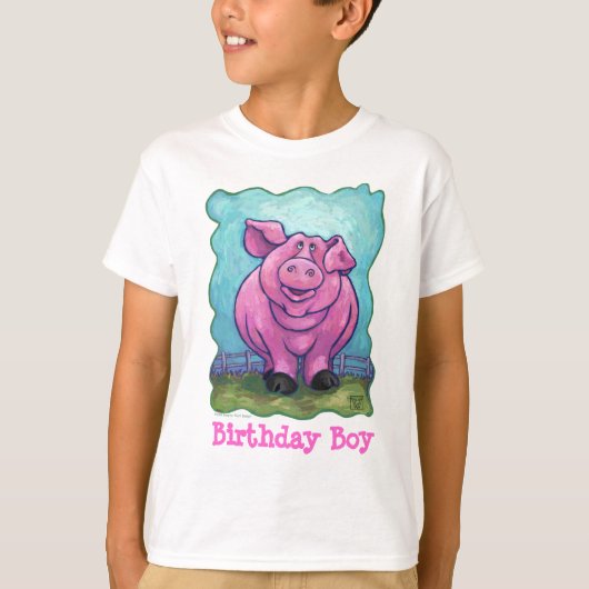 かわいいブタの誕生日の男の子 Tシャツ (正面)