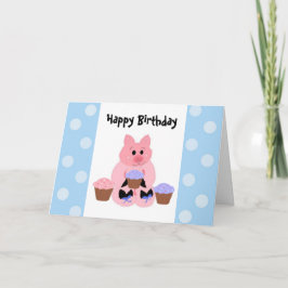 かわいいブタの誕生日 カード