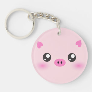 かわいいブタの顔-かわいいのミニマリズム キーホルダー