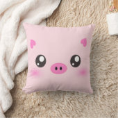 かわいいブタの顔-かわいいのミニマリズム クッション (ブランケット)