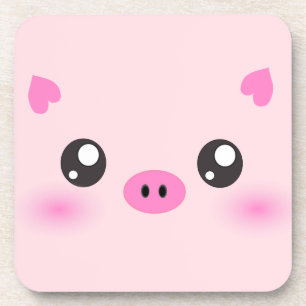かわいいブタの顔-かわいいのミニマリズム コースター