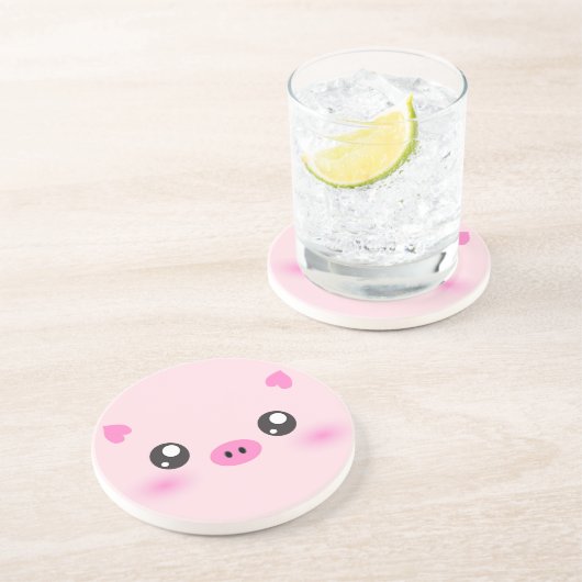 かわいいブタの顔-かわいいのミニマリズム コースター (側面)