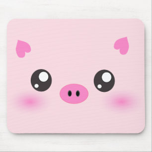 かわいいブタの顔-かわいいのミニマリズム マウスパッド