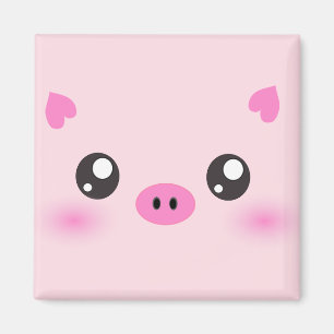 かわいいブタの顔-かわいいのミニマリズム マグネット