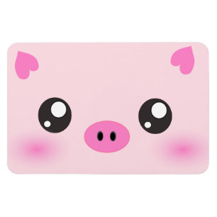 かわいいブタの顔-かわいいのミニマリズム マグネット