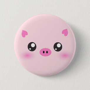 かわいいブタの顔-かわいいのミニマリズム 缶バッジ