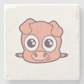 かわいいブタのclipart ストーンコースター (正面)