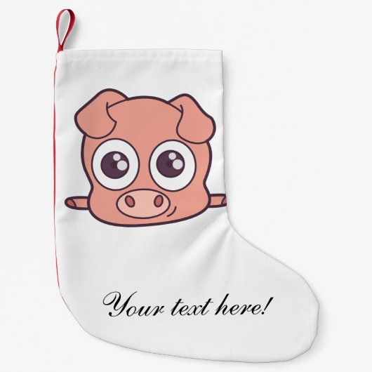 かわいいブタのclipart スモールクリスマスストッキング (正面)