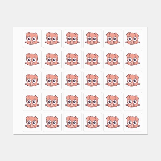 かわいいブタのclipart ラベル (シート)