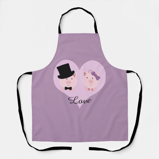 かわいいブタ夫婦 エプロン (正面)