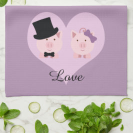 かわいいブタ夫婦 キッチンタオル