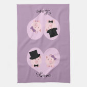 かわいいブタ夫婦 キッチンタオル (縦)