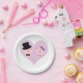 かわいいブタ夫婦 ペーパープレート (パーティー)