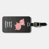 かわいいブタ; フェイクなカーボン繊維 ラゲッジタグ (正面横)