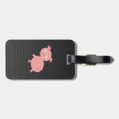 かわいいブタ; フェイクなカーボン繊維 ラゲッジタグ (裏面横)